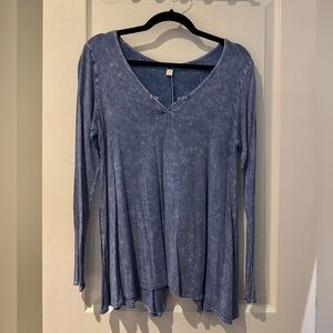 Blue V-Neck Women's Top